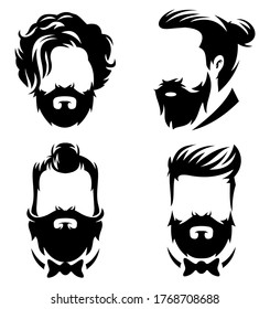 Vector vintage hairstyle barber shop logo for your design.