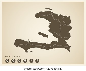 Mapa vectorial de Haití sobre el pasado.