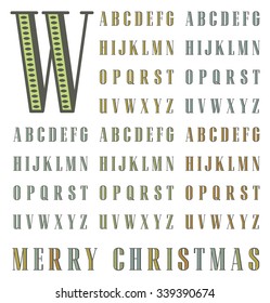 vector vintage halftone alphabet typeset in two solid colors