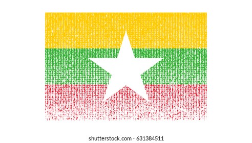 Vector vintage halftone flag of Myanmar