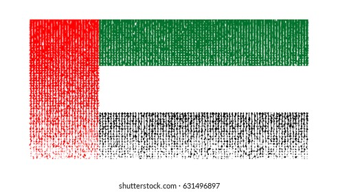 Vector vintage halftone flag of United Arab Emirates
