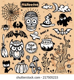 Vector vintage Halloween set of icons for your business