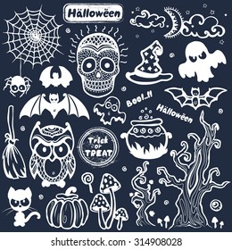 Vector vintage Halloween set of icons for your business