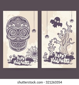 Vector vintage Halloween set of icons for your business