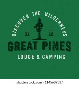 Vector vintage hand draw logotype.  Distressed old style textured effect. Travel souvenir. Apparel t shirt design.