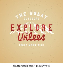 Vector vintage hand draw quote design with calligraphy elements.  Distressed old style textured effect. Travel souvenir. Apparel t shirt design.

