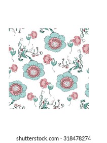 vector vintage  hand drawing  flowers on white background  for wedding, birthday, textile  and scrapbooking design


