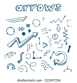 Vector vintage hand drawn arrows. Business doodle design element. Eps10