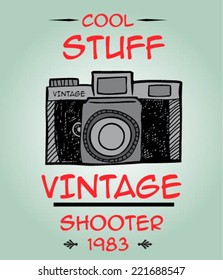 vector vintage  hand drawn  camera isolated