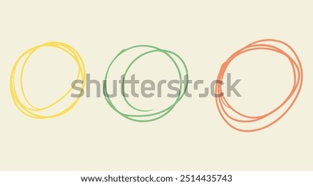 Vector vintage hand drawn circles sketch frame set. Rounds scribble line circles. Doodle circles for design elements, messages, note labels.