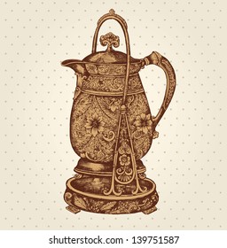 Vector vintage hand drawn coffee pot