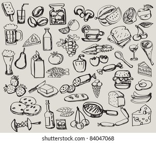 vector vintage hand drawn of food