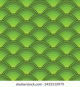 Vector vintage hand drawn green seamless pattern with circles 