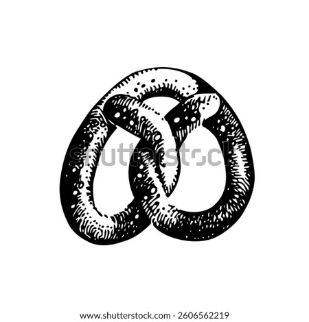 Vector vintage hand drawn pretzel sketch. Engraving style illustration. Not AI generation