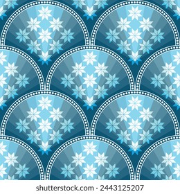 Vector Vintage Hand gezeichnet nahtloses Muster mit blauen Mandalas	mit Blumen
