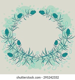 vector vintage hand-drawn pine branch frame 