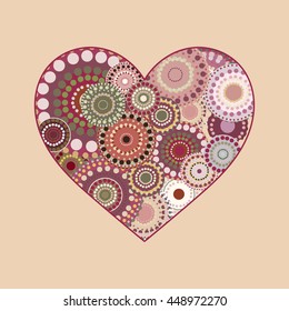 Vector vintage heart greeting card. 