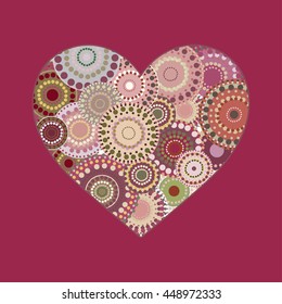 Vector vintage heart greeting card. 