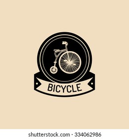 Vector vintage hipster bicycle logo. Retro velocipede emblem for card templates, store, company advertising  poster, banner.