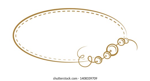 Vector vintage horizontal oval frame with a beads decoration