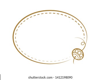 Vector vintage horizontal oval frame with a ethnic bead decoration