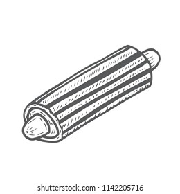 Vector vintage hot dog drawing. Hand drawn monochrome fast food illustration. Great for menu, poster or label.