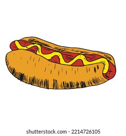 Dibujo vectorial de perritos calientes.