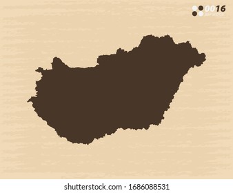 Vector vintage de Hungría mapea sobre el viejo fondo de papel.