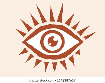 Vector vintage icon of eye. Vector illustration of eye in retro style.