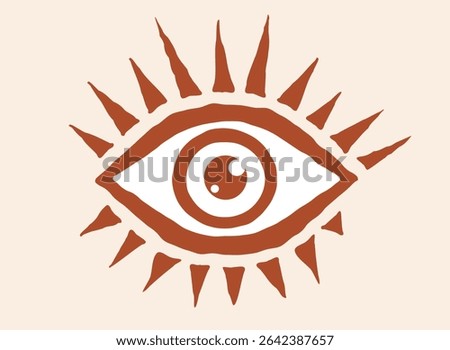 Vector vintage icon of eye. Vector illustration of eye in retro style.