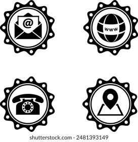 vector vintage icon set for contact