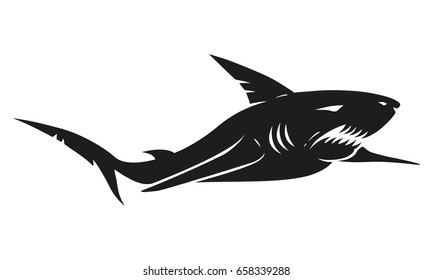 Vector vintage illustration of a black shark