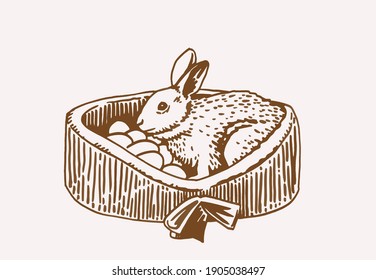 Ilustración vectorial vintage del conejo , dibujo gráfico 