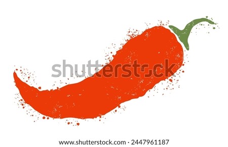 Vector vintage illustration of chilli pepper. Vector icon of red chili pepper. Hot spicy
