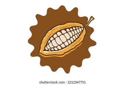 Vector vintage illustration of of cocoa on chocolate drop. Vector icon of cocoa in hand drawing style.