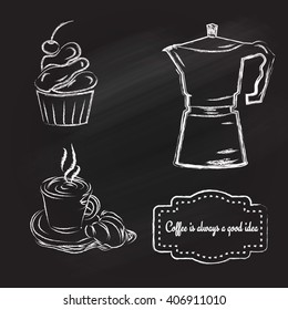 Vector  vintage illustration  with coffee items