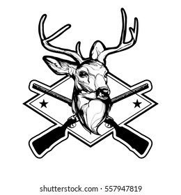 Vector vintage illustration - Deer hunters emblem