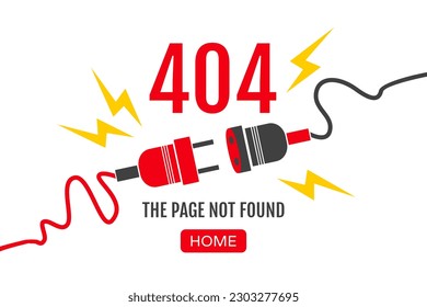 Ilustración vectorial de elementos eléctricos. 404 error para su diseño web.