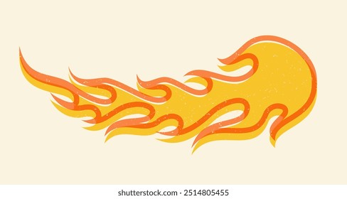 Vector vintage illustration of a fire in retro tattoo style. Retro icon of fire flame.
