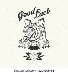 Vector vintage illustration "Good Luck"