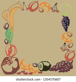 Vector vintage illustration Healthy food concept.