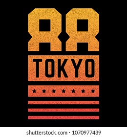 Vector vintage illustration on the theme of Tokyo. Stylized retro typography, banner, flyer, postcard, t-shirt graphics, poster, print. Authentic design.