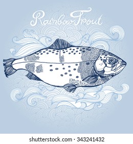 Vector vintage illustration of Rainbow Trout in classical style