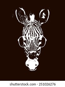 Vector vintage illustration - Zebra with glasses, black