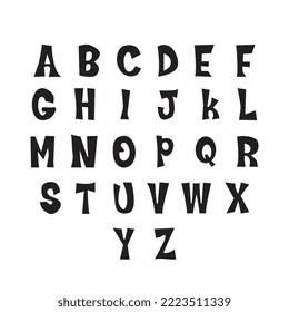 Ilustrador vectorial tintas mayúsculas caligrafía letras en inglés fuente. 