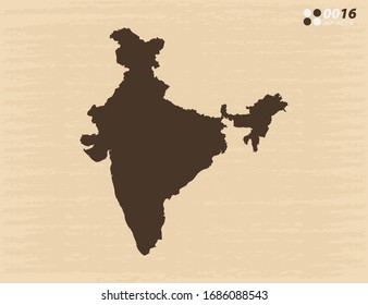 Vector vintage of India map on old paper background.