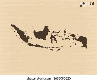 Vector vintage of Indonesia map on old paper background.