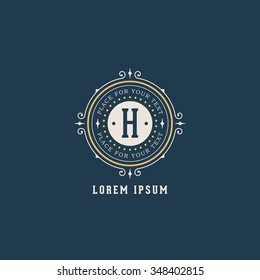 Vector vintage insignia, monogram, frame, label, logo design template.