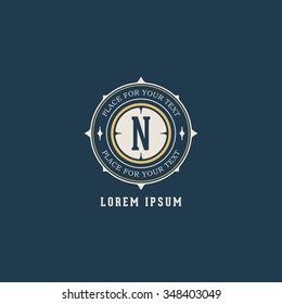 Vector vintage insignia, monogram, frame, label, logo design template.