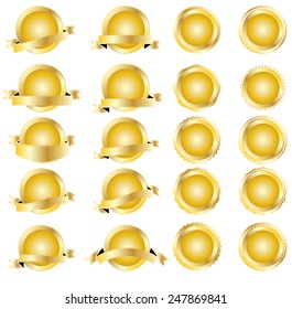 Vector Vintage Insignias Collection . Gold Metal Elements for your Design .